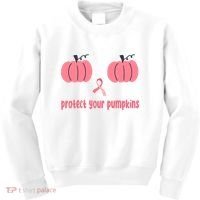 Protect Your Pumpkins Breast Cancer Awareness Kids Sweatshirt thumb 0