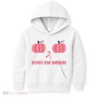 Protect Your Pumpkins Breast Cancer Awareness Kids Hoodie thumb 0