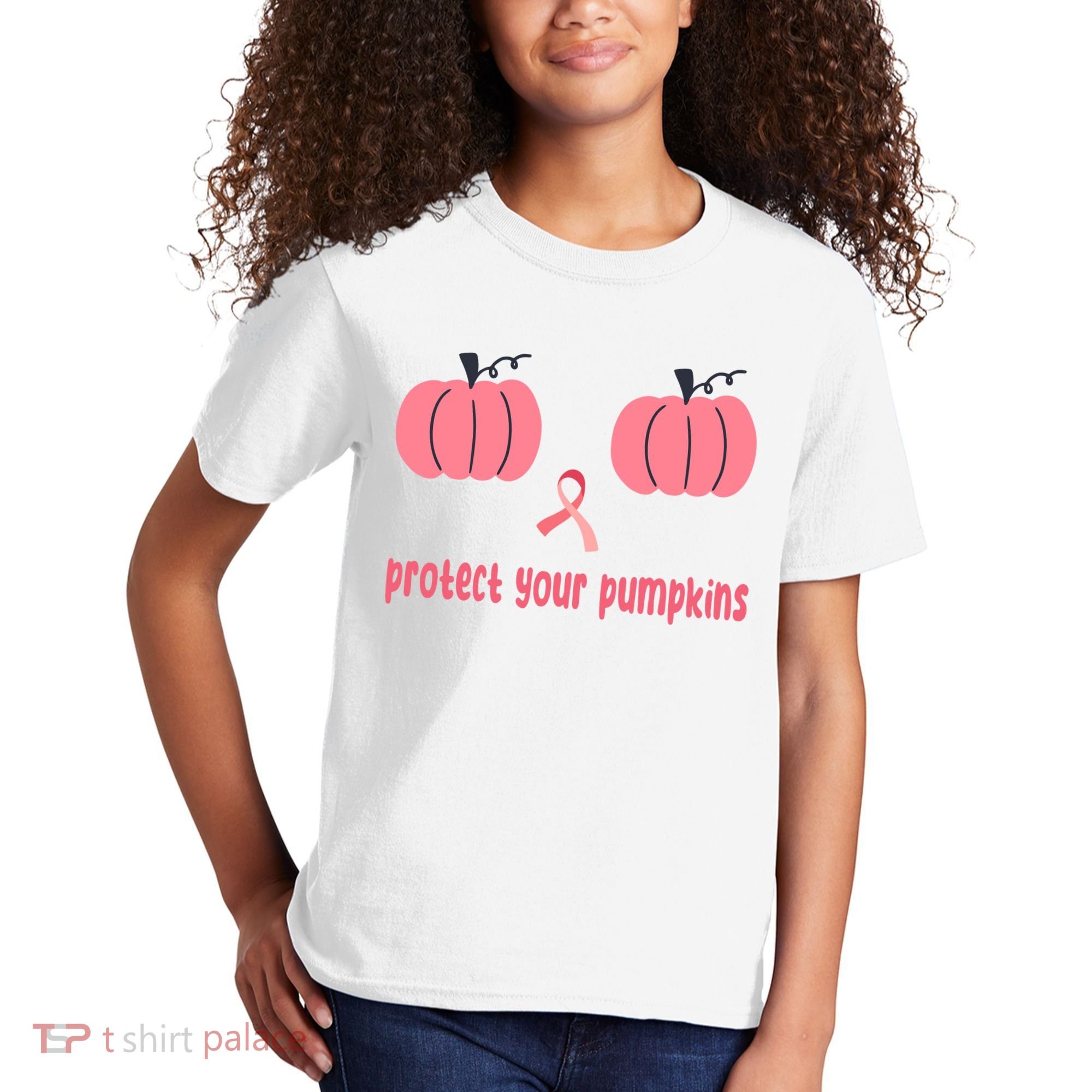Protect Your Pumpkins Breast Cancer Awareness Kids T-Shirt