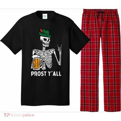 Prost YAll Skeleton Rocker Bavarian Rock Oktoberfest Pajama Set