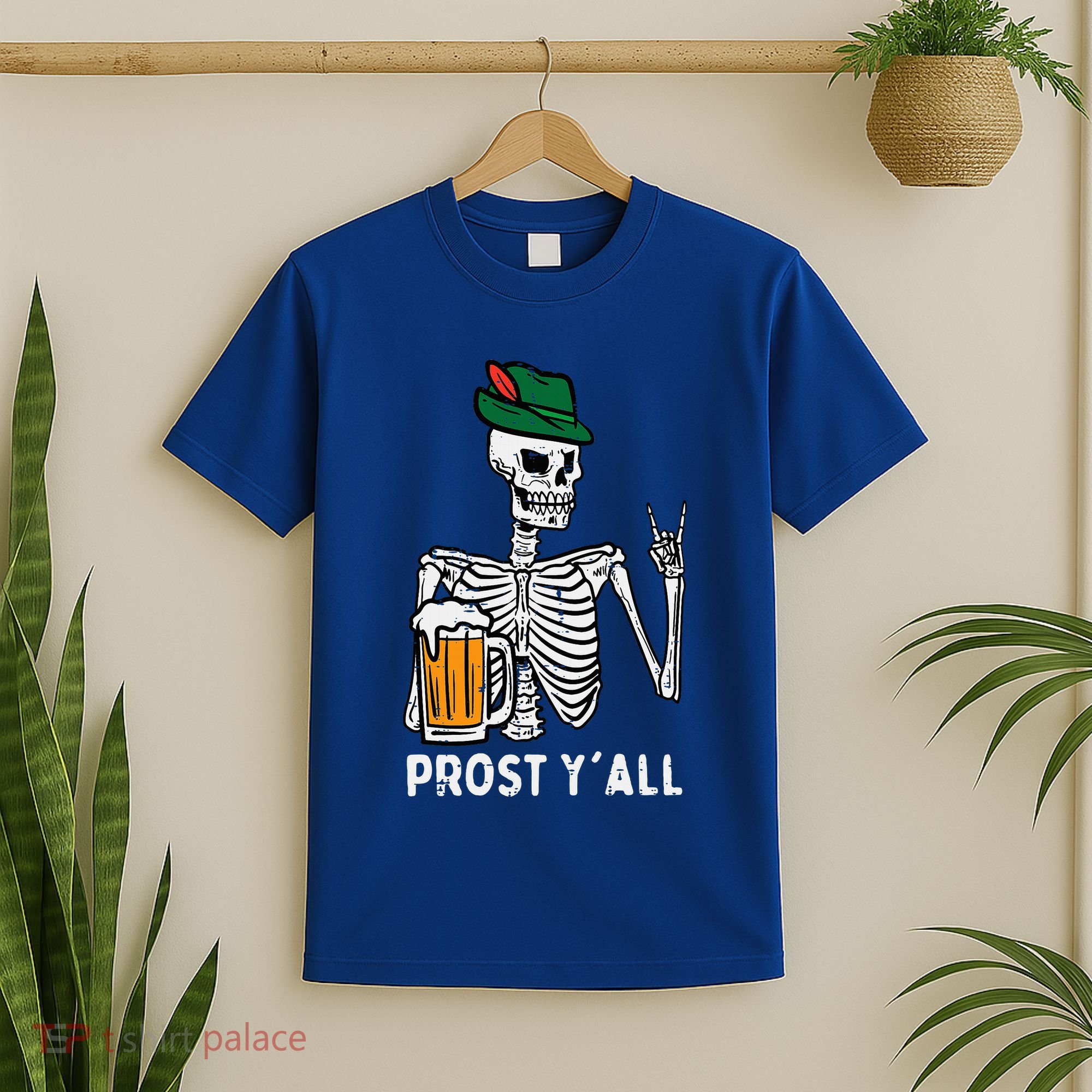 Prost YAll Skeleton Rocker Bavarian Rock Oktoberfest T-Shirt