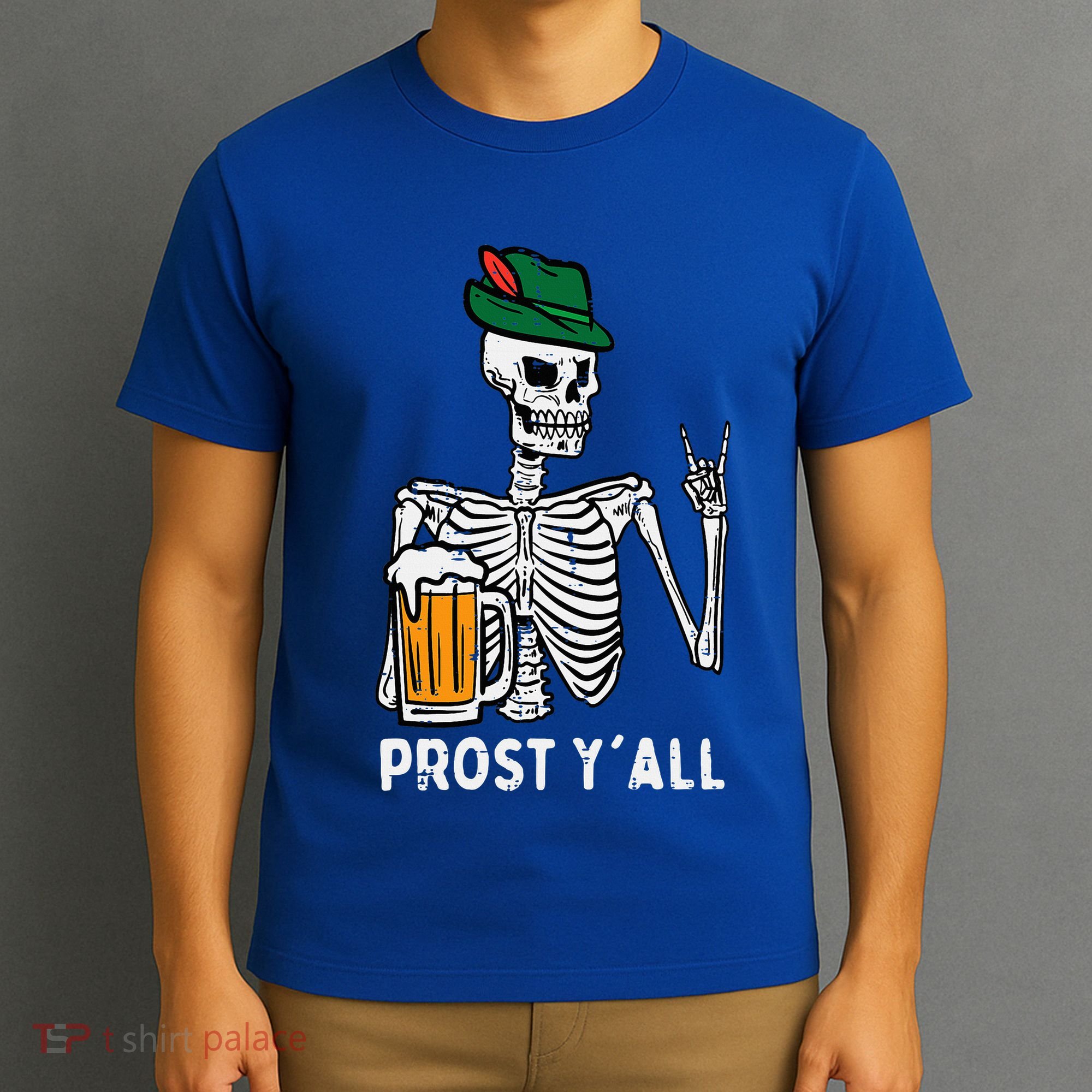 Prost YAll Skeleton Rocker Bavarian Rock Oktoberfest T-Shirt