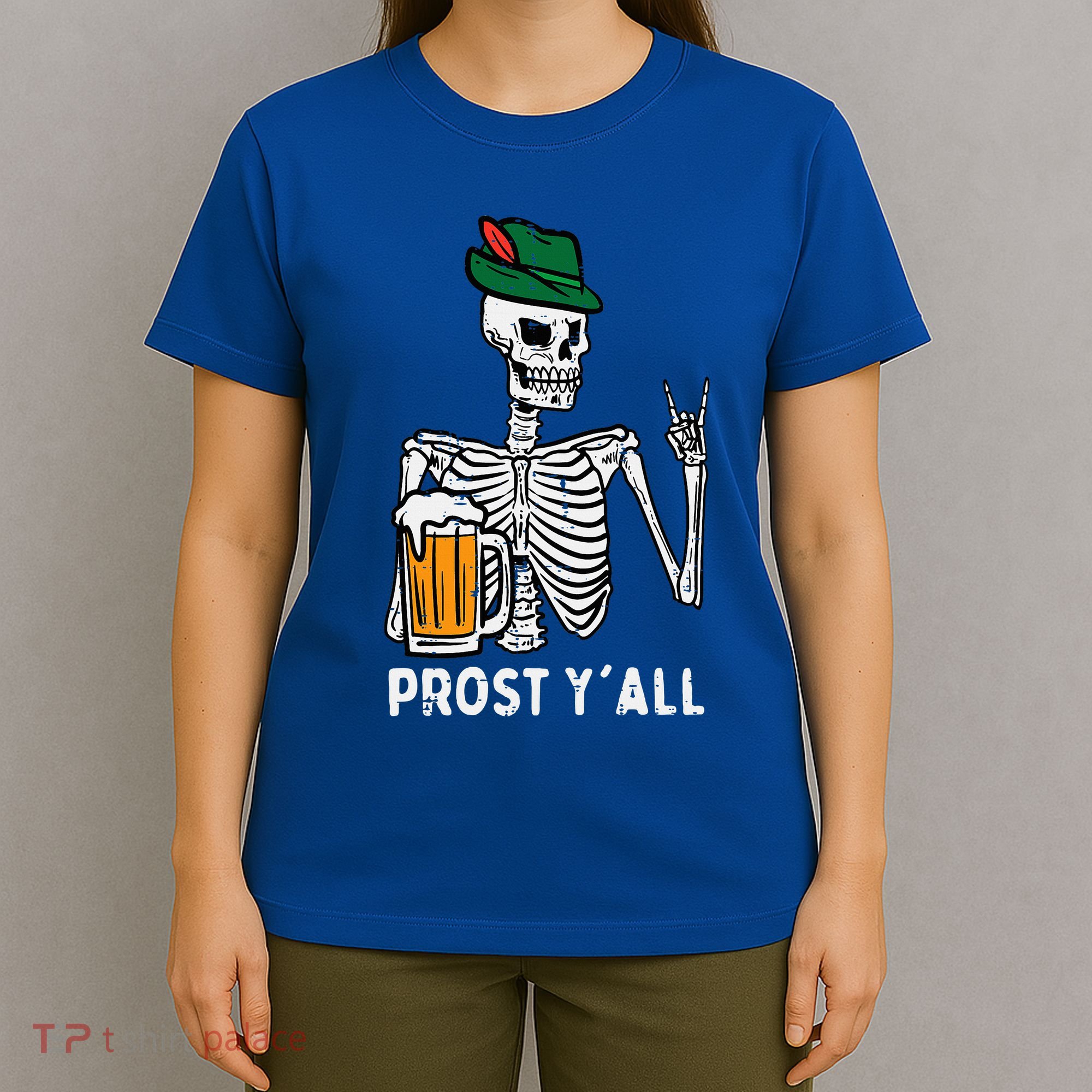 Prost YAll Skeleton Rocker Bavarian Rock Oktoberfest T-Shirt