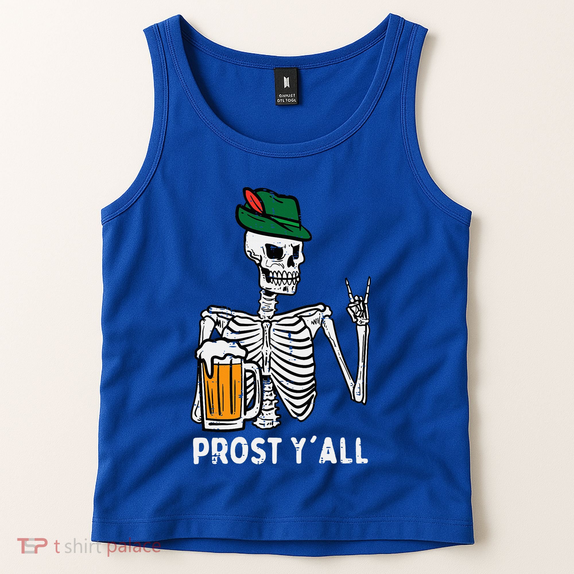 Prost YAll Skeleton Rocker Bavarian Rock Oktoberfest Tank Top