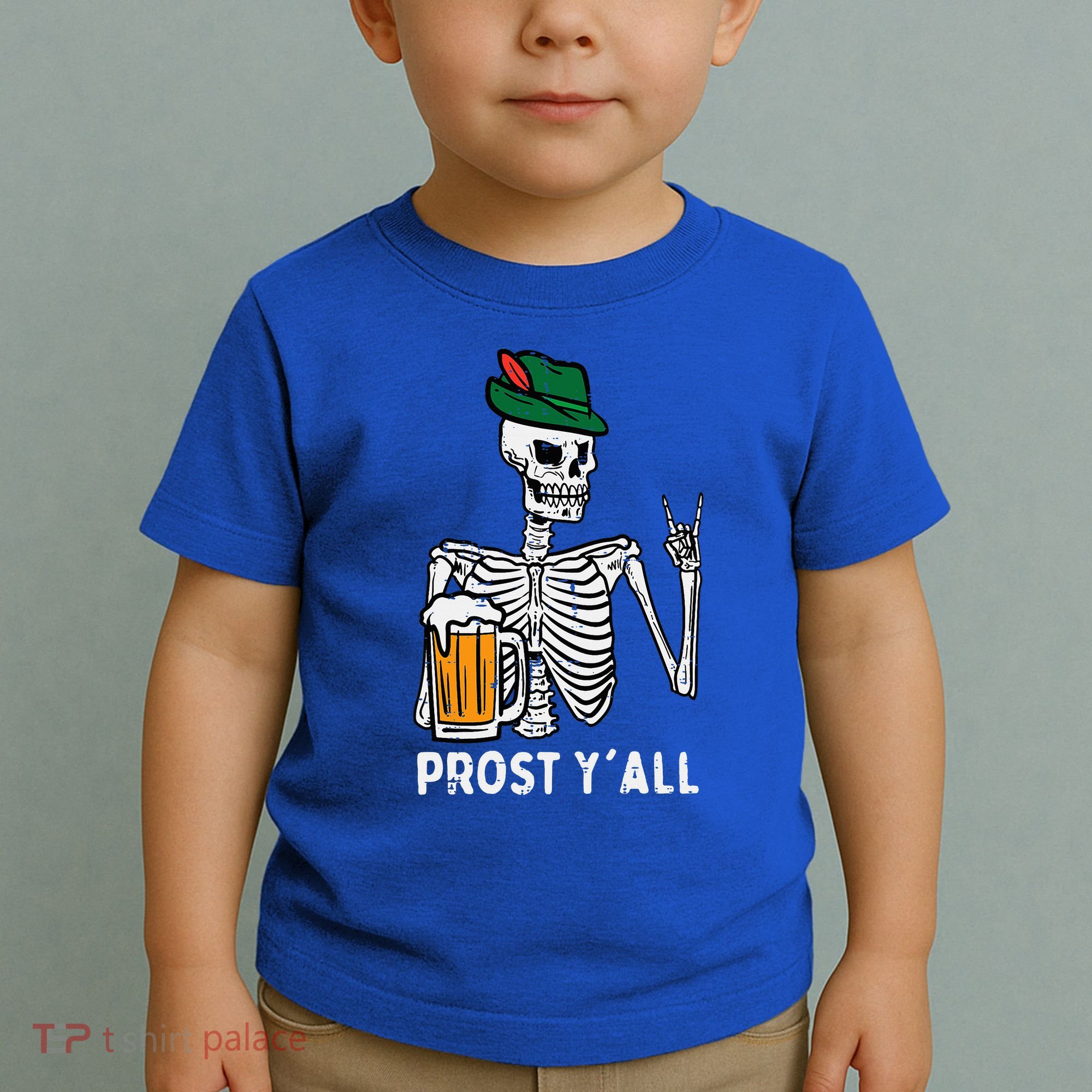 Prost YAll Skeleton Rocker Bavarian Rock Oktoberfest Toddler T-Shirt