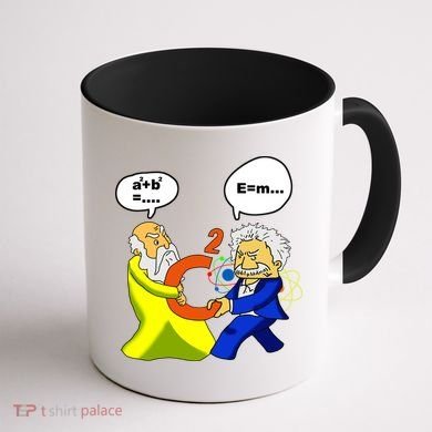 Pythagoras vs Einstein Funny Math Science Coffee Mug back