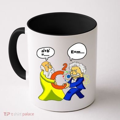 Pythagoras vs Einstein Funny Math Science Coffee Mug