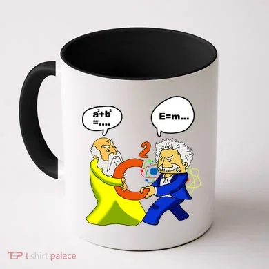 Pythagoras vs Einstein Funny Math Science Coffee Mug