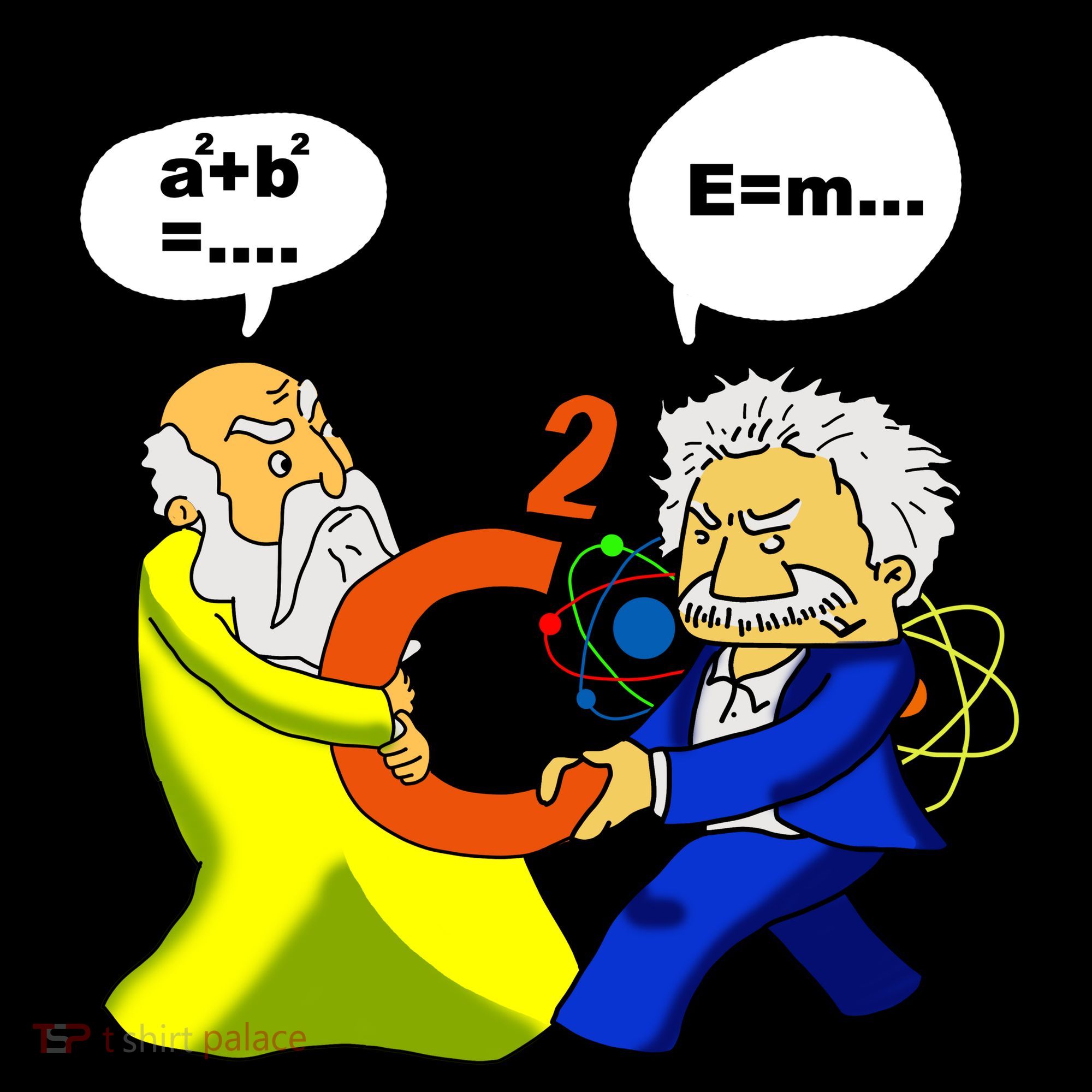 Pythagoras vs Einstein Funny Math Science Ornament