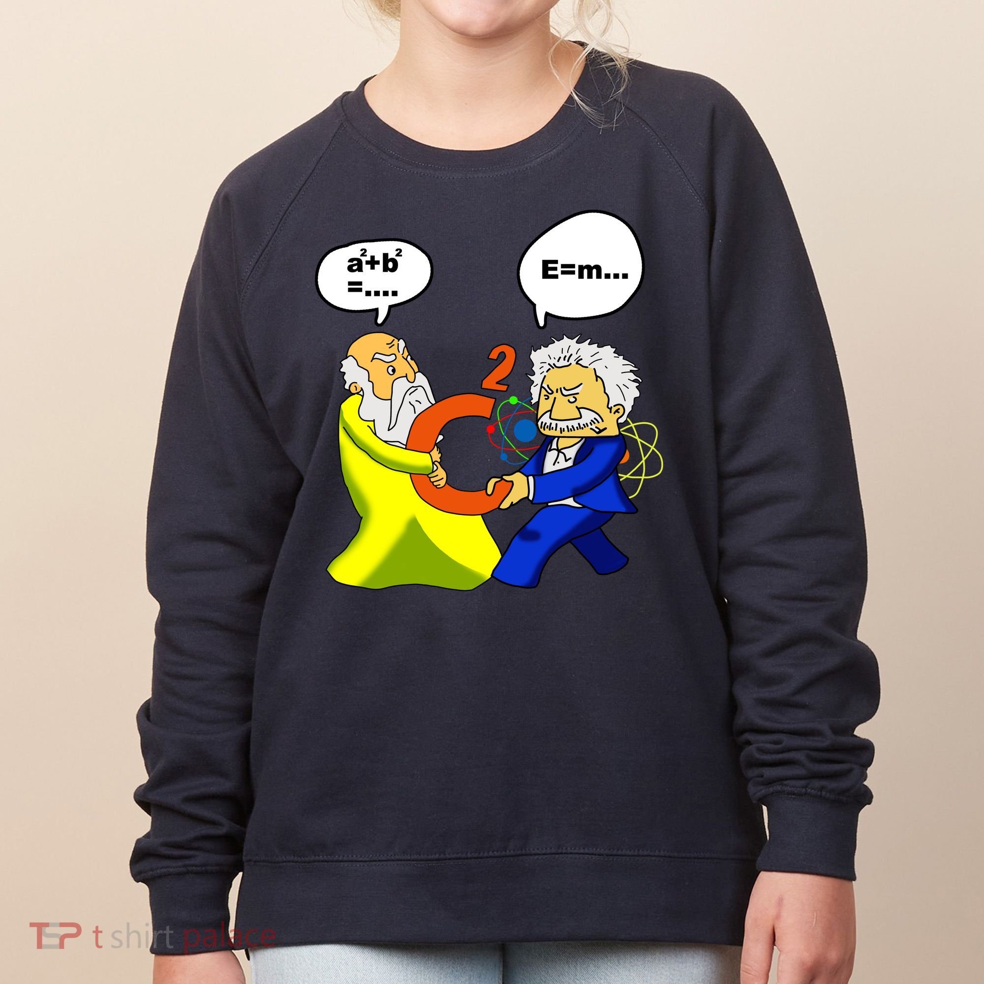Pythagoras vs Einstein Funny Math Science Women's Sweatshirt