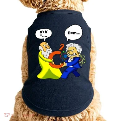 Pythagoras vs Einstein Funny Math Science Doggie Tank