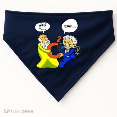 Pythagoras vs Einstein Funny Math Science USA-Made Doggie Bandana