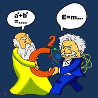 Pythagoras vs Einstein Funny Math Science Apron thumb 3