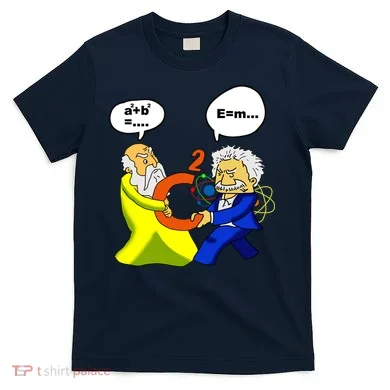 Pythagoras vs Einstein Funny Math Science T-Shirt