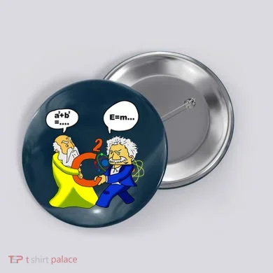 Pythagoras vs Einstein Funny Math Science Button