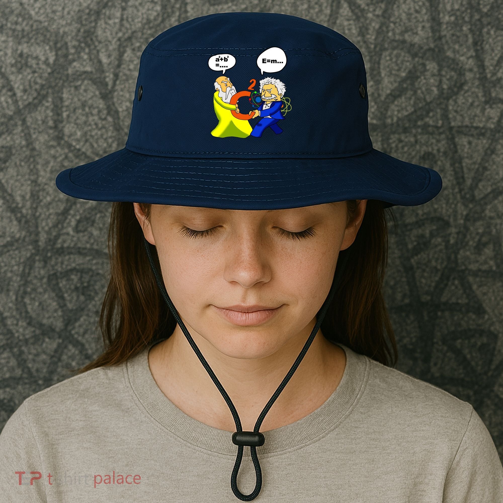 Pythagoras vs Einstein Funny Math Science Bucket Hat