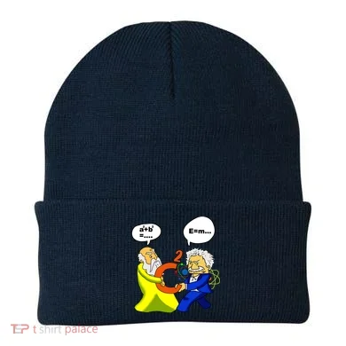 Pythagoras vs Einstein Funny Math Science Beanie