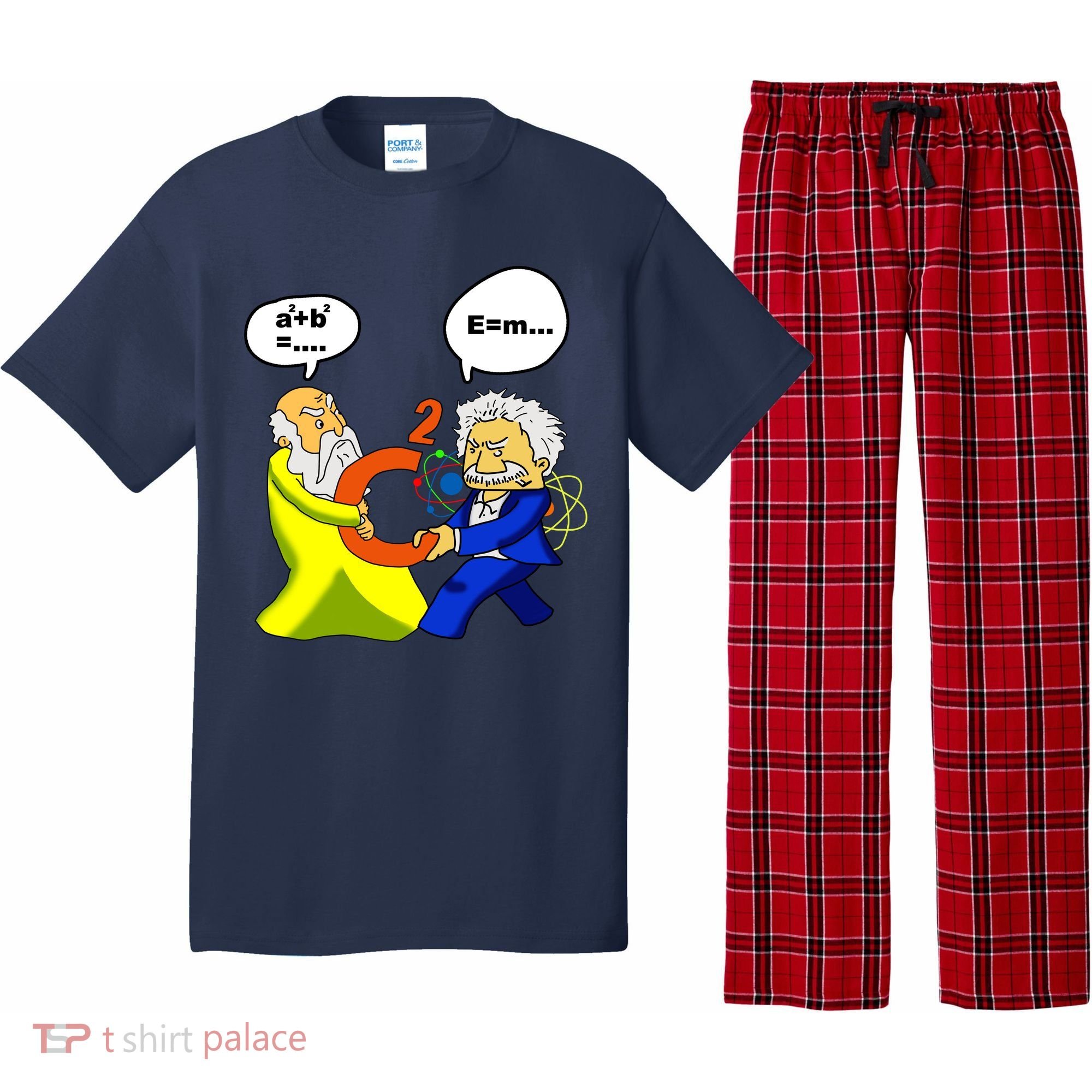 Pythagoras vs Einstein Funny Math Science Pajama Set