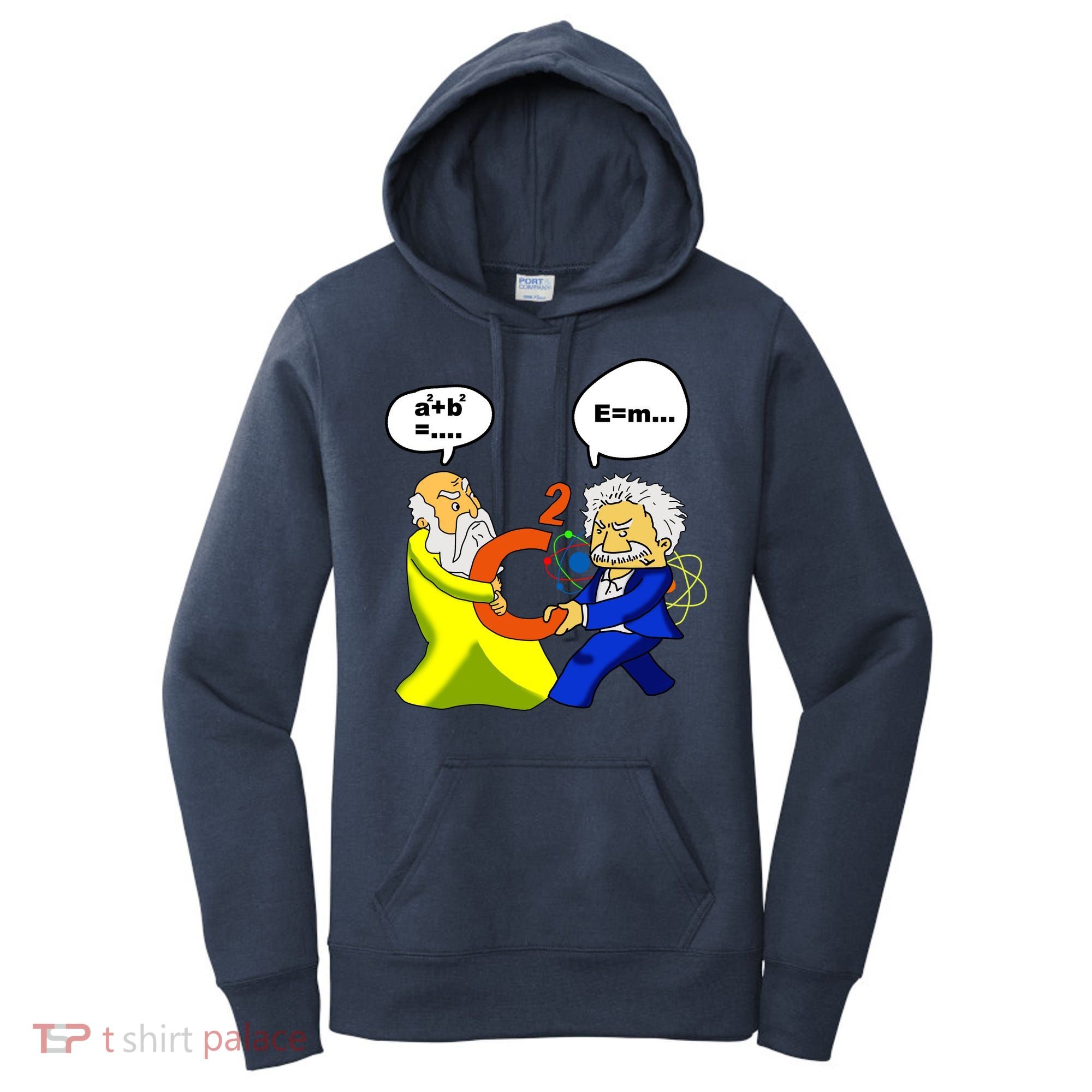 Pythagoras vs Einstein Funny Math Science Women's Hoodie