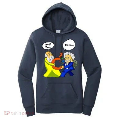 Pythagoras vs Einstein Funny Math Science Women's Hoodie