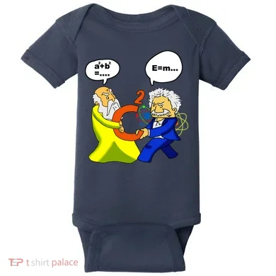 Pythagoras vs Einstein Funny Math Science Baby Bodysuit