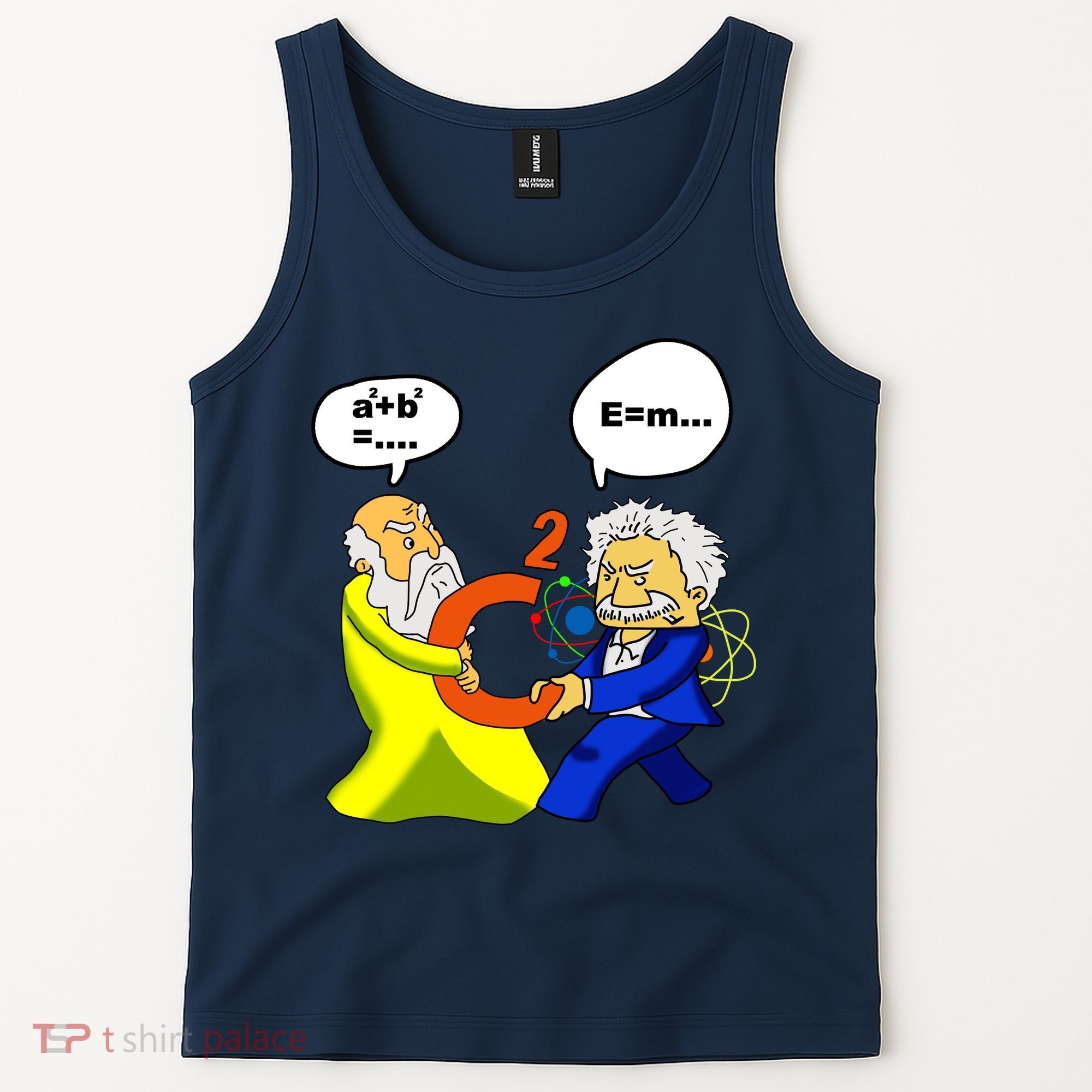 Pythagoras vs Einstein Funny Math Science Tank Top