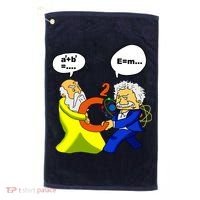 Pythagoras vs Einstein Funny Math Science Golf Towel thumb 0