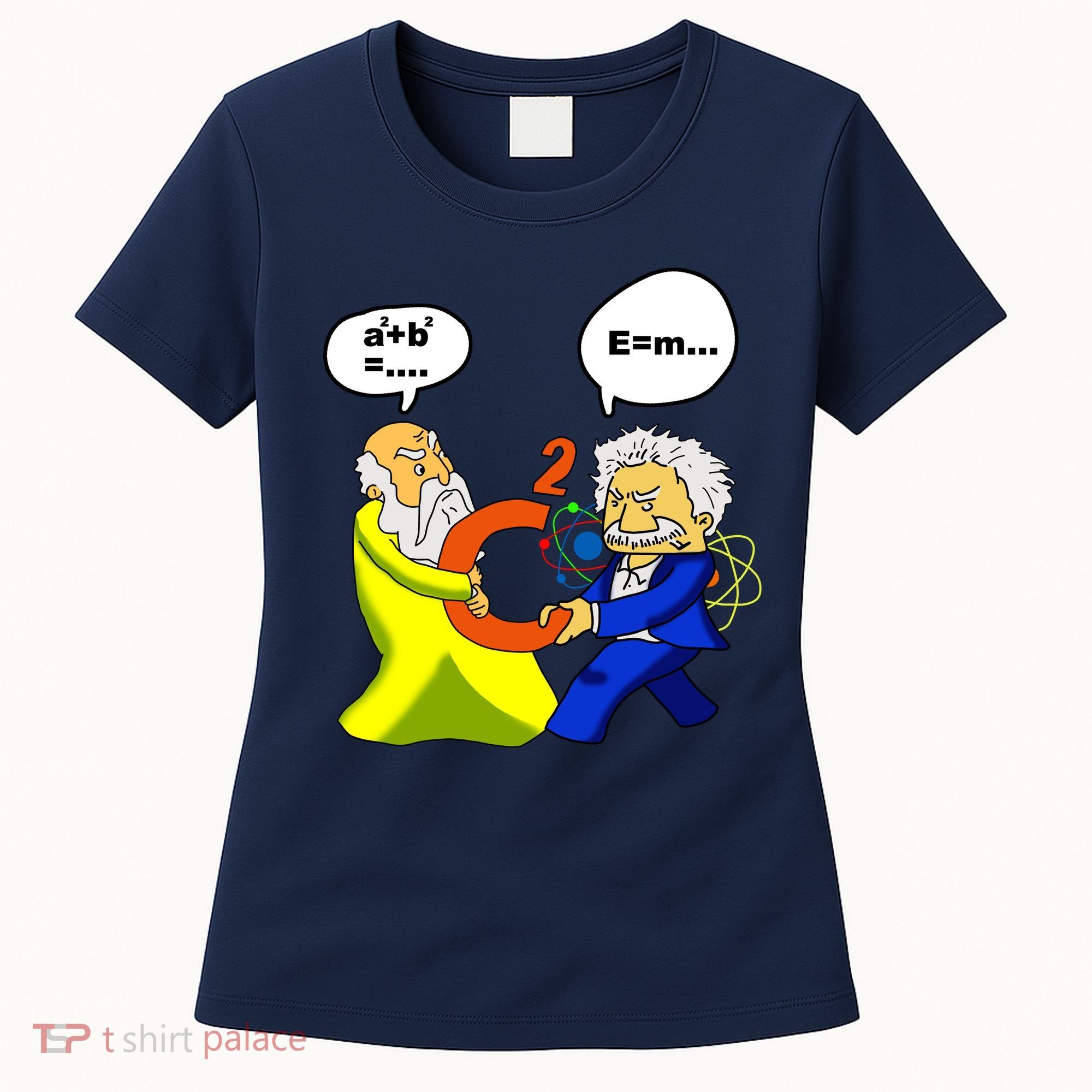 Pythagoras vs Einstein Funny Math Science Women's T-Shirt