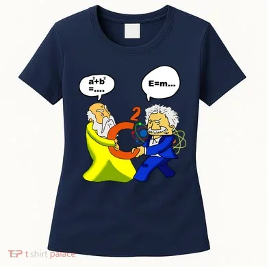 Pythagoras vs Einstein Funny Math Science Women's T-Shirt