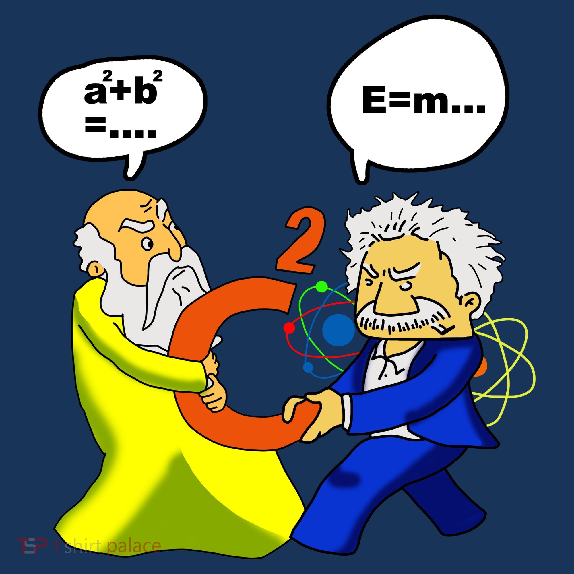 Pythagoras vs Einstein Funny Math Science Women's T-Shirt