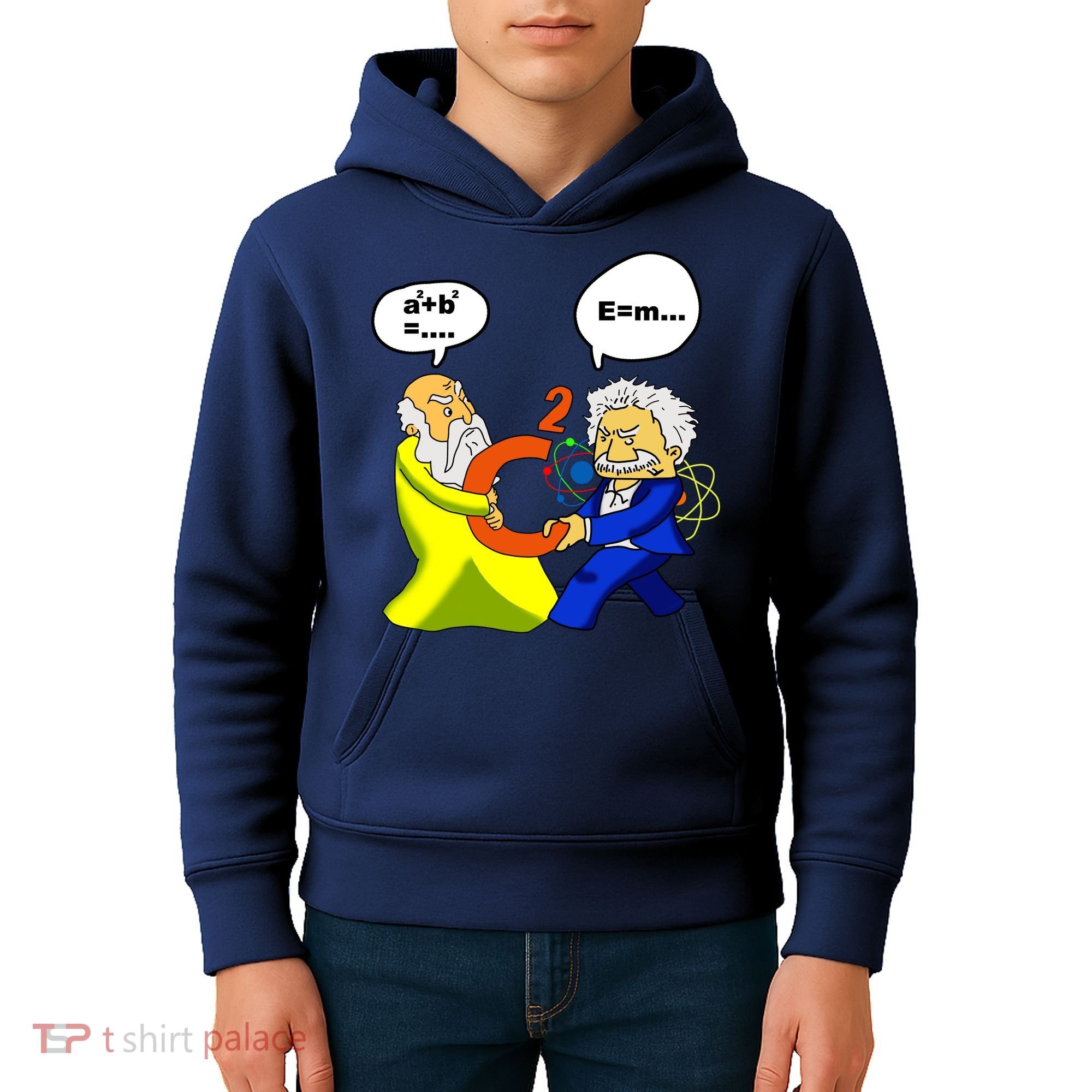 Pythagoras vs Einstein Funny Math Science Kids Hoodie