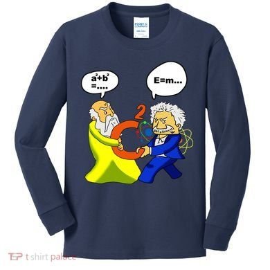 Pythagoras vs Einstein Funny Math Science Kids Long Sleeve Shirt