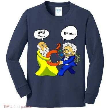 Pythagoras vs Einstein Funny Math Science Kids Long Sleeve Shirt