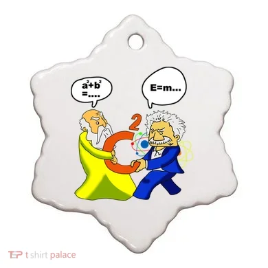 Pythagoras vs Einstein Funny Math Science Ceramic Ornament