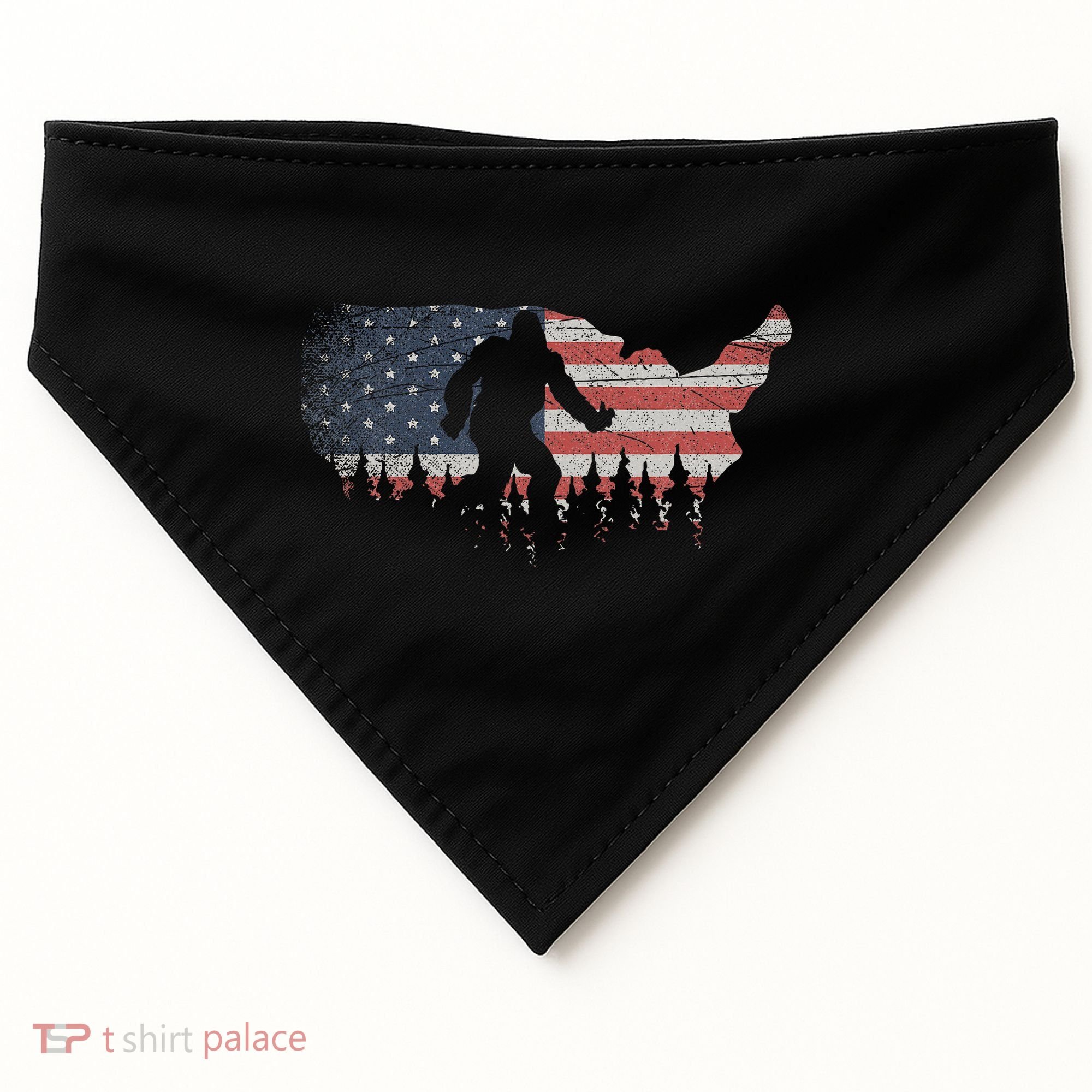 Patriotic Yeti Us Flag Sasquatch Cryptozoology Gift Bigfoot USA-Made Doggie Bandana