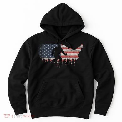 Patriotic Yeti Us Flag Sasquatch Cryptozoology Gift Bigfoot Hoodie