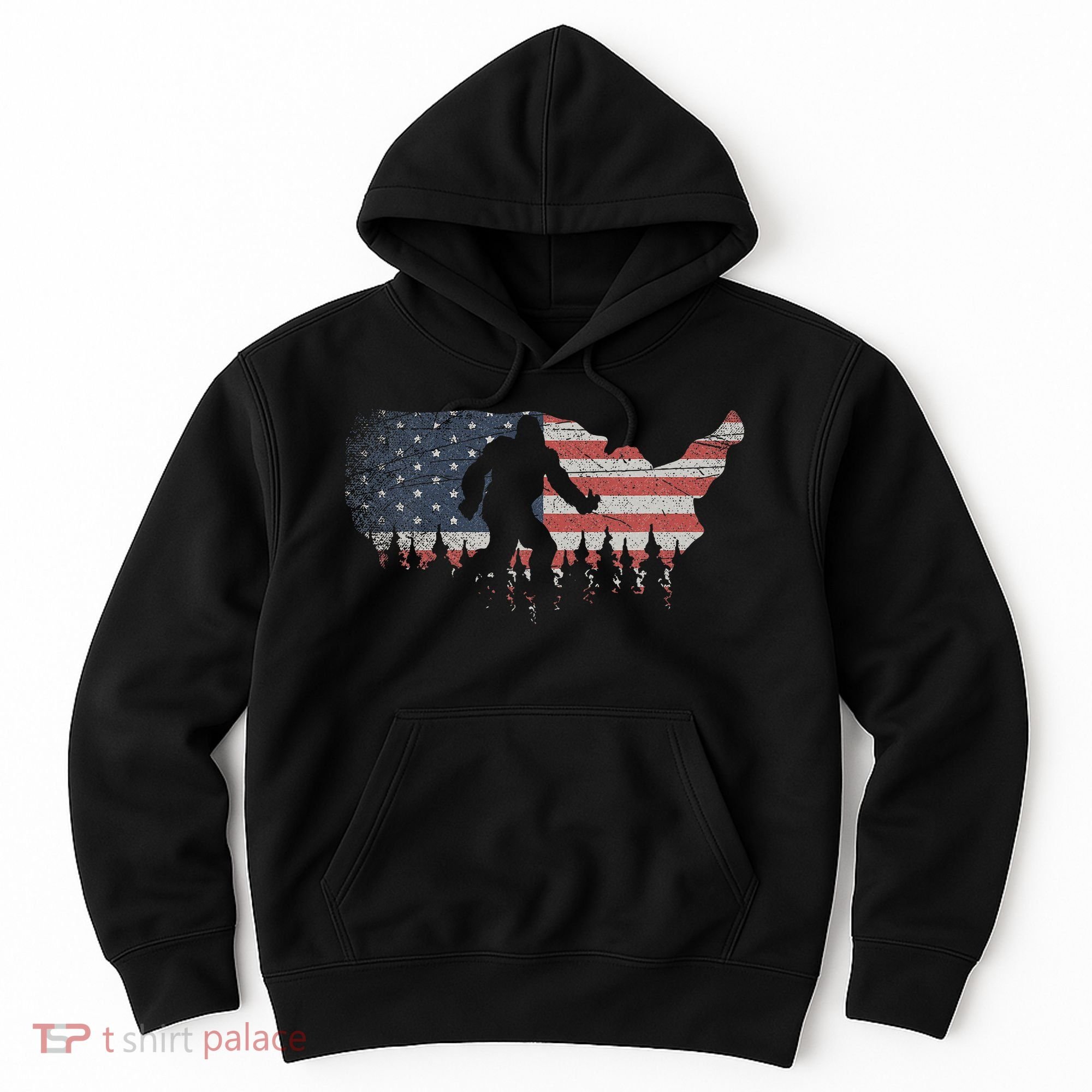 Patriotic Yeti Us Flag Sasquatch Cryptozoology Gift Bigfoot Hoodie
