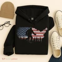 Patriotic Yeti Us Flag Sasquatch Cryptozoology Gift Bigfoot Hoodie thumb 4