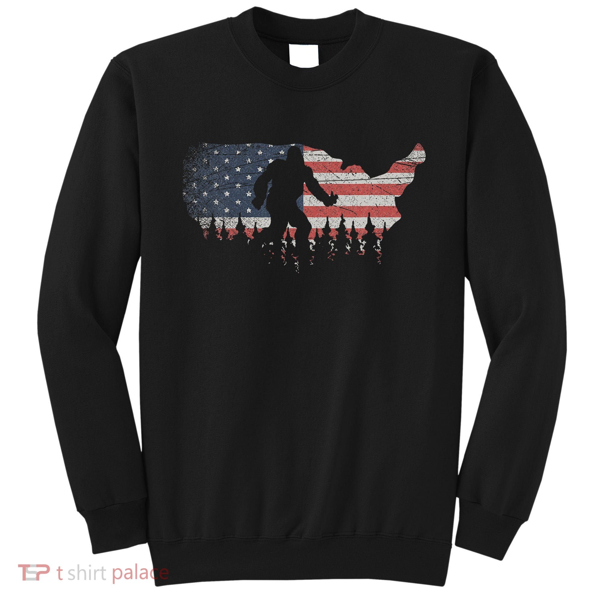 Patriotic Yeti Us Flag Sasquatch Cryptozoology Gift Bigfoot Sweatshirt