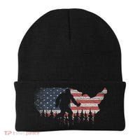 Patriotic Yeti Us Flag Sasquatch Cryptozoology Gift Bigfoot Beanie thumb 0