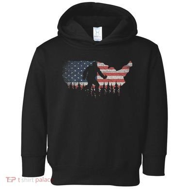 Patriotic Yeti Us Flag Sasquatch Cryptozoology Gift Bigfoot Toddler Hoodie