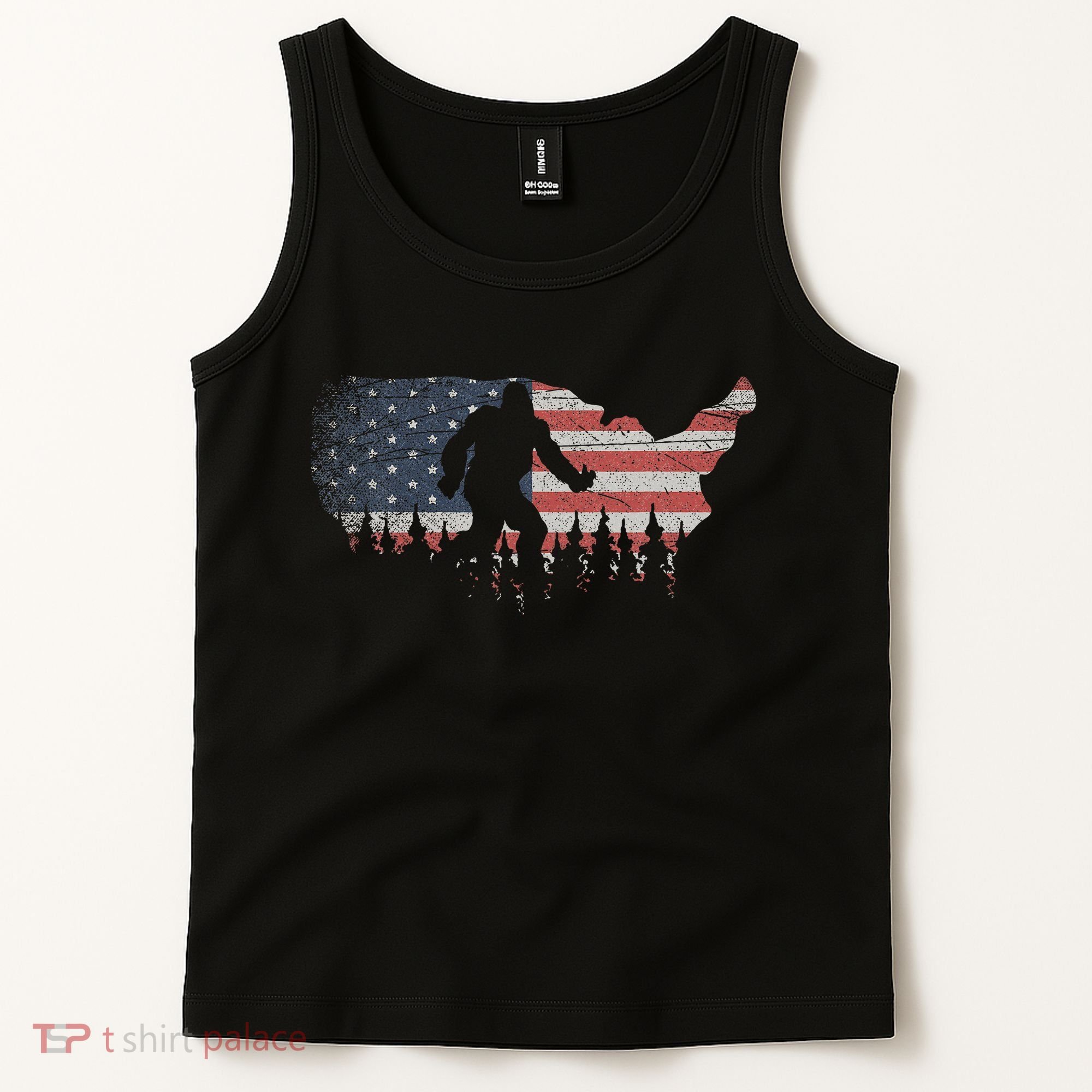 Patriotic Yeti Us Flag Sasquatch Cryptozoology Gift Bigfoot Tank Top