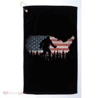 Patriotic Yeti Us Flag Sasquatch Cryptozoology Gift Bigfoot Golf Towel thumb 0