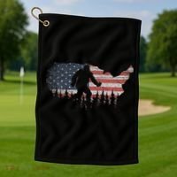 Patriotic Yeti Us Flag Sasquatch Cryptozoology Gift Bigfoot Golf Towel thumb 1
