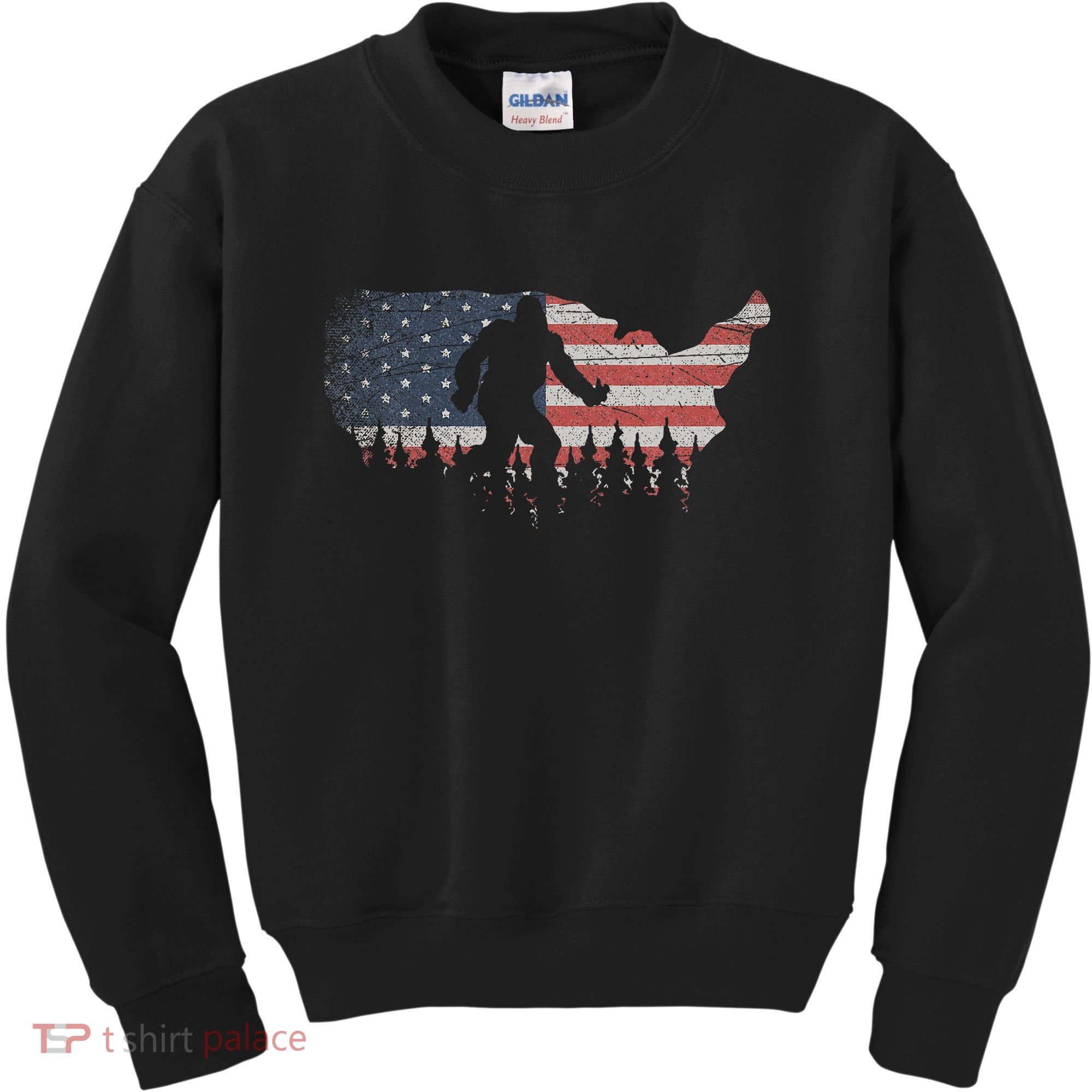 Patriotic Yeti Us Flag Sasquatch Cryptozoology Gift Bigfoot Kids Sweatshirt