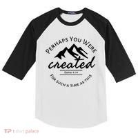 Perhaps You Were Created For Such A Time As This Esther 4 14 Great Gift Kids Colorblock Raglan Jersey thumb 0
