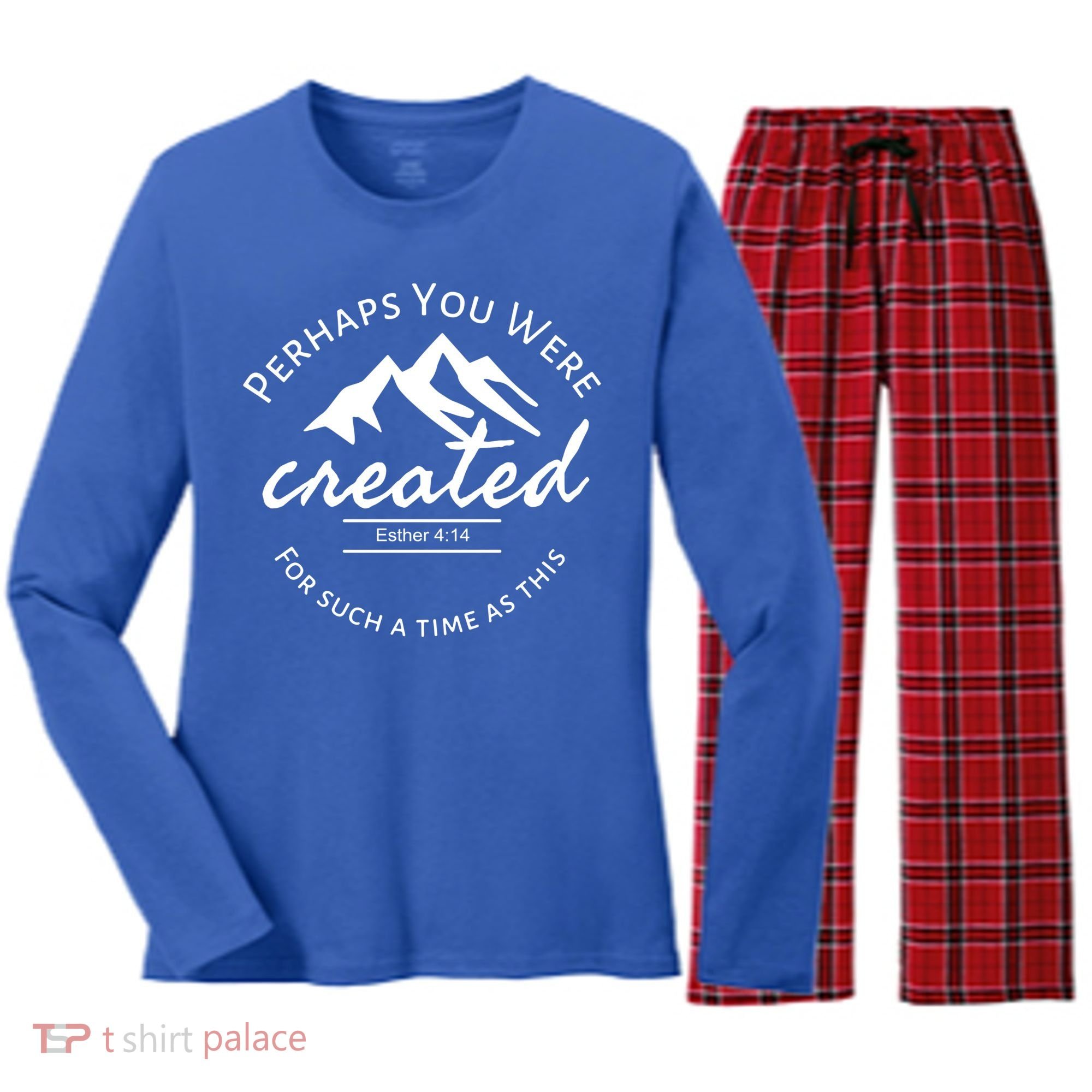 Perhaps You Were Created For Such A Time As This Esther 4 14 Great Gift Women's Long Sleeve Flannel Pajama Set 
