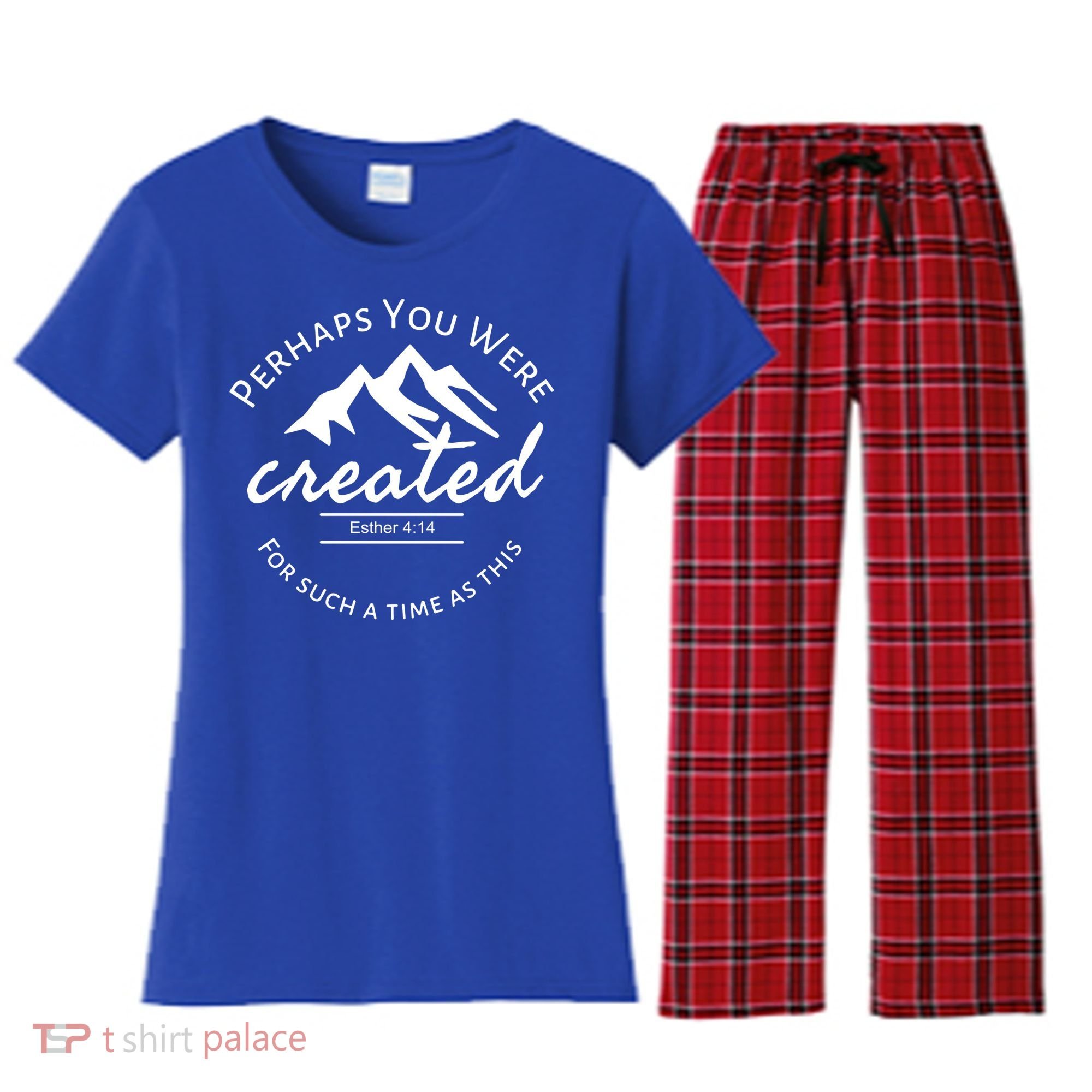Perhaps You Were Created For Such A Time As This Esther 4 14 Great Gift Women's Flannel Pajama Set