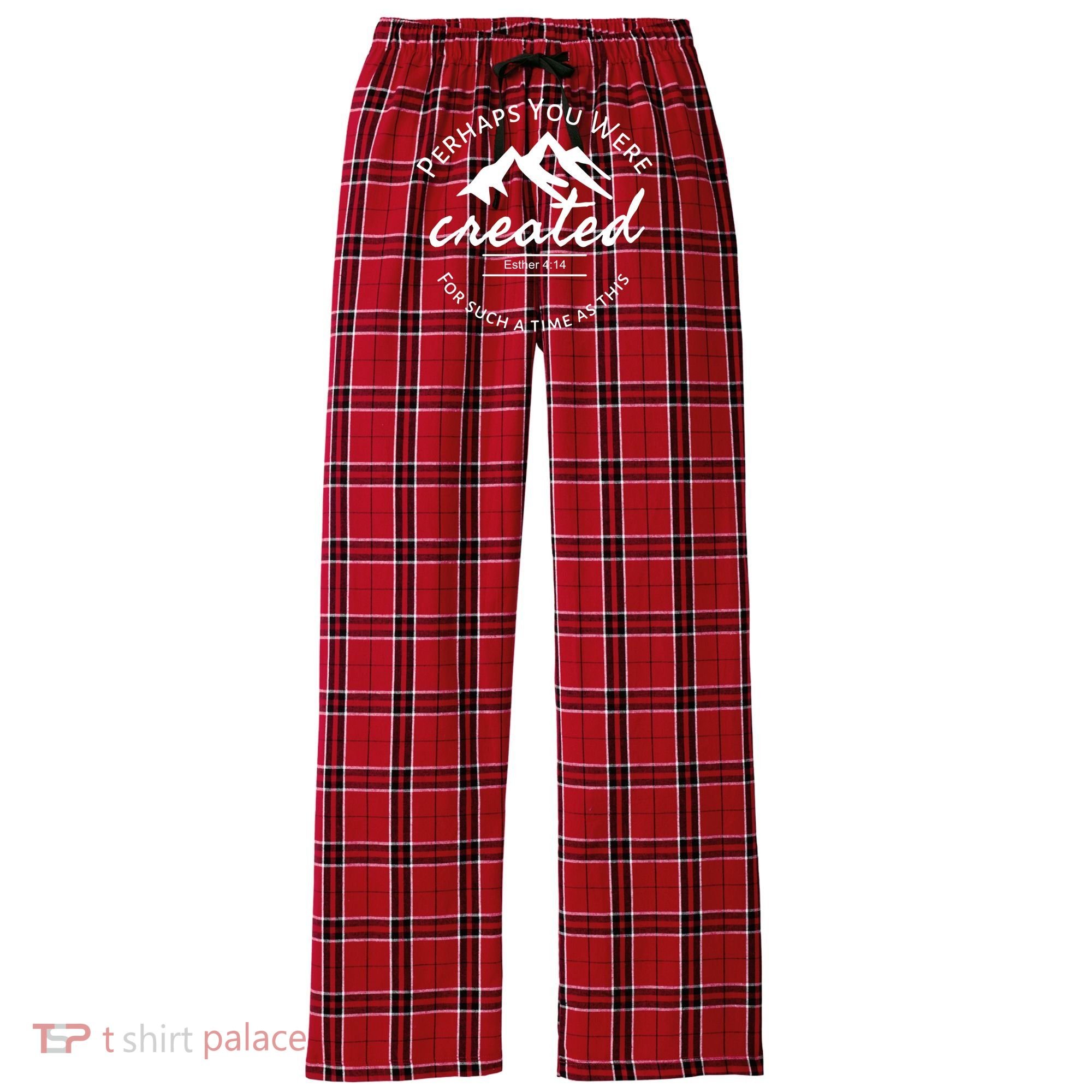 Perhaps You Were Created For Such A Time As This Esther 4 14 Great Gift Women's Flannel Plaid Pajama Pants