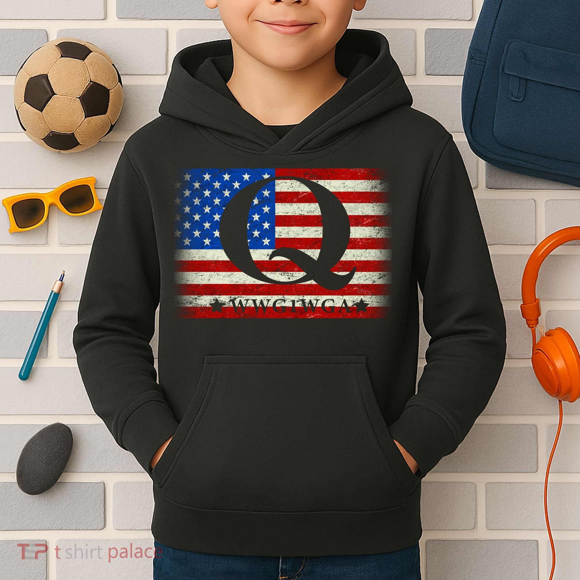 Q-anon  WWG1WGA Where We Go One We Go All Kids Hoodie